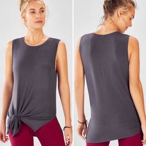 Fabletics Women's Sleeveless Work-out Top Gray Side Tie Size Medium